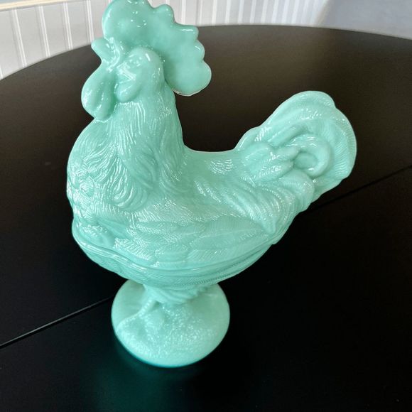 Mosser Glass Jadeite Glass Large Standing Rooster - Picture 2 of 6